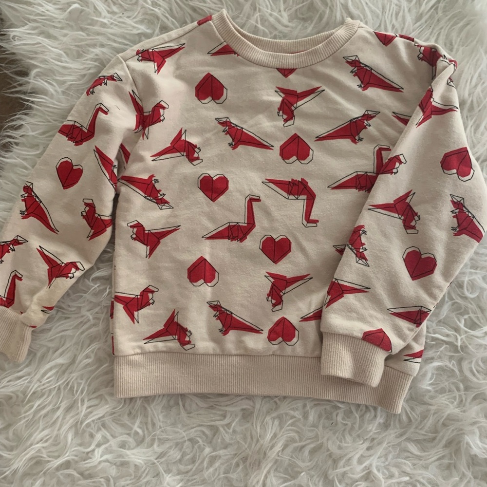 Wonder Nation Red Dinosaur and Heart Print Sweater